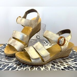 Rieker light gold casual touch Wedge Sandals 8.5